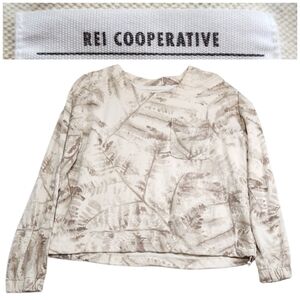 REI Co-op Campout Sweatshirt Womens  Sz LG Pullover Crew Neck Pocket Tree Print